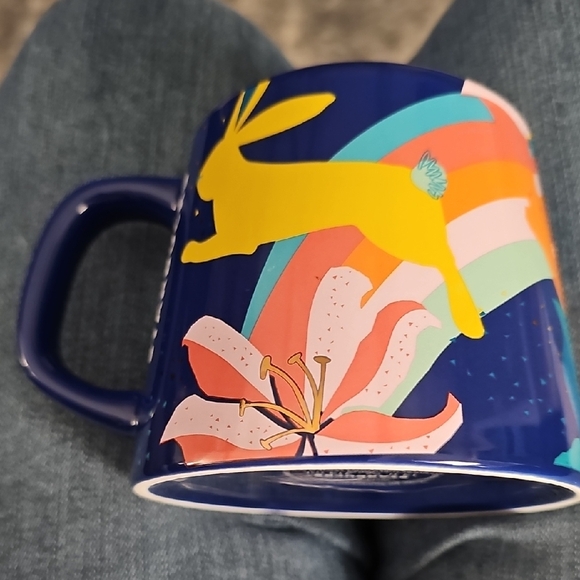 Starbucks Easter Spring 2021 Blue Bunny Ceramic Coffee Mug 14 Oz - Picture 1 of 11
